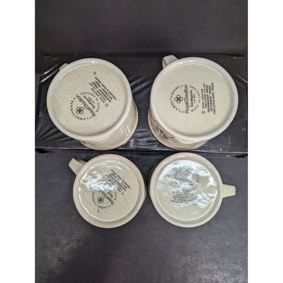 Vintage Royal Doulton Sandsprite Lambethware L.S. 1013 Flat Coffee Cup Set of 4 - Picture 6 of 7